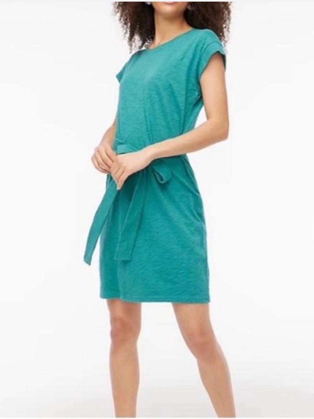 J.Crew Women’s Tie-Waist 100% Cotton Dress in Teal Casual Natural Fibers XL